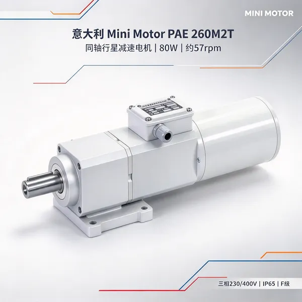 意大利Mini Motor PAE 260M2T同轴行星减速电机 80W 9Nm 包装机用