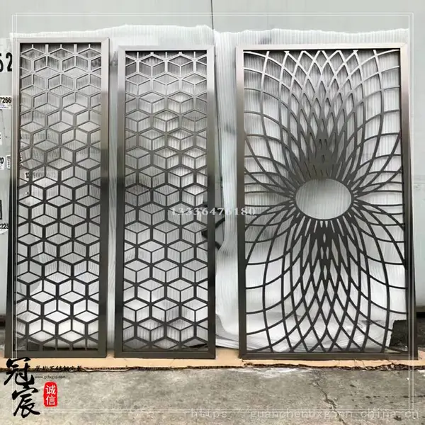 激光切割金属屏风焊接不锈钢屏风佛山不锈钢电镀厂玫瑰金屏风