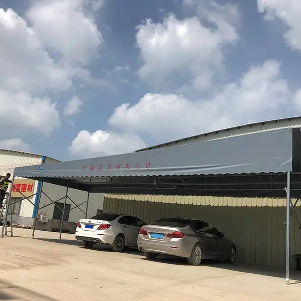襄阳市宜城市大型工厂推拉棚 仓储推拉遮阳蓬 移动雨篷物流送达