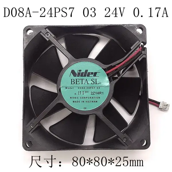 D08A-24PS7 03 Nidec 8025 8cm逆变器风扇24V功放变频器工控风扇
