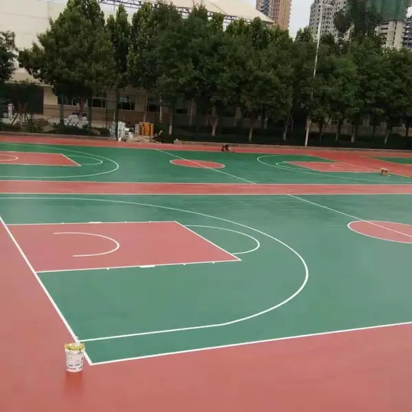硅pu篮球场材料 弹性硅PU网球场排球场施工 塑胶跑道材料直销
