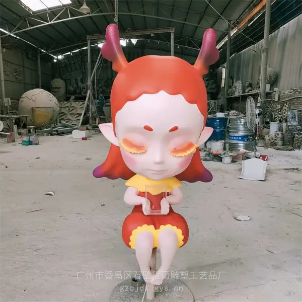 玻璃钢卡通女孩子公仔雕塑 玻璃钢品牌卡通公仔雕塑 厂家定制