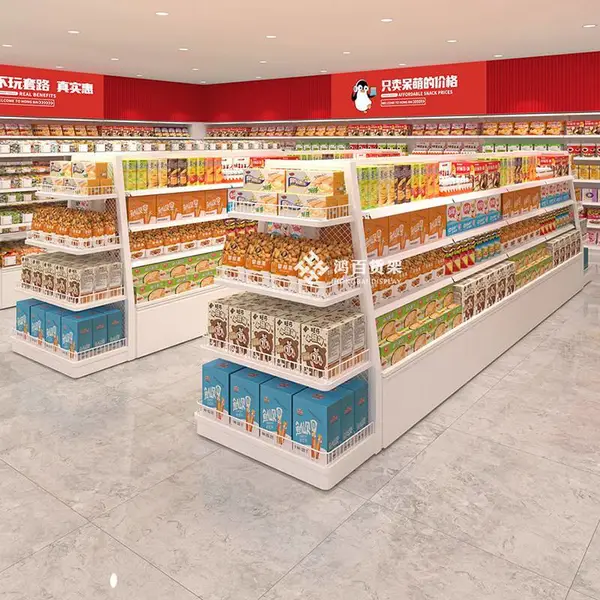 网红款零食店货架散称零食展示架超市便利店中岛货架单面靠墙货架