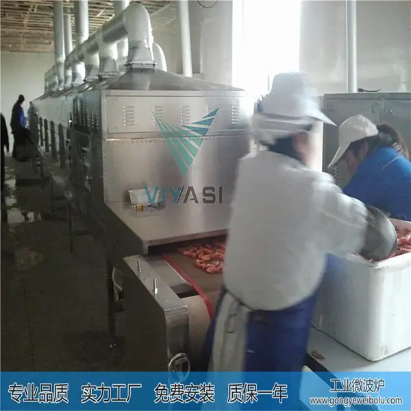 大虾微波烘烤设备 隧道式低温柔性烤虾机 箱式柜式机器可选