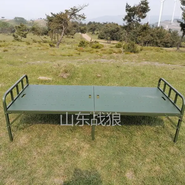 匠军 户外便携式钢塑两折床单人野战临时钢塑折叠床厂家直销
