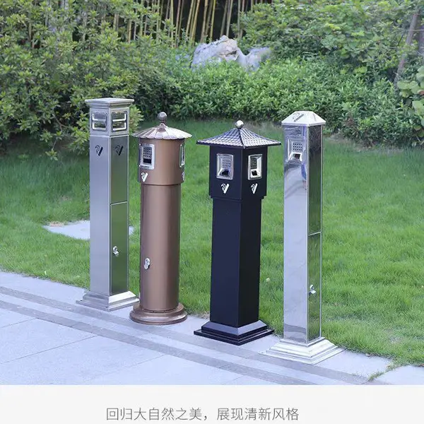 酒店商场吸烟室不锈钢灭烟柱欧式烟蒂柱户外烟灰柱立式垃圾烟灰桶