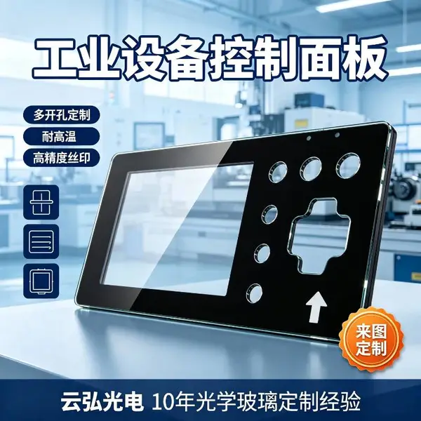 源头工厂钢化玻璃控制面板定制 CNC 丝印 AG 防眩工控 HMI 视窗盖板来图打样
