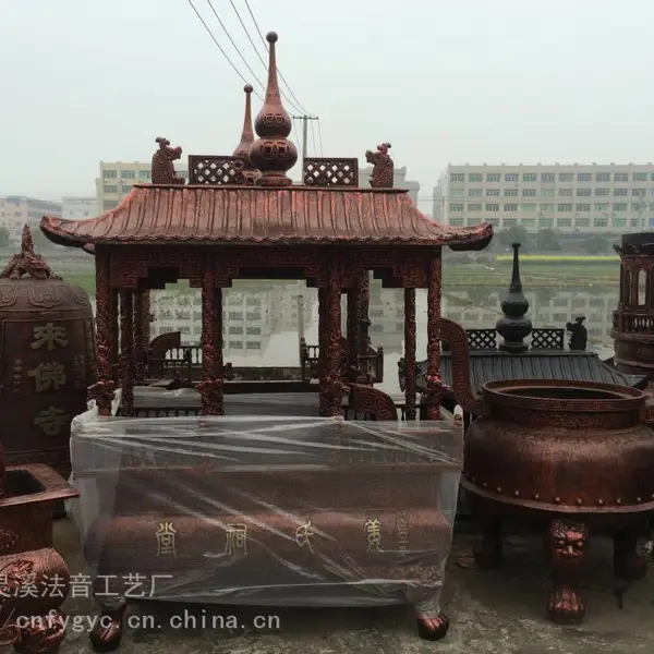大型寺庙铸铜带顶青铜香炉 ***烧香铸铁香炉制作