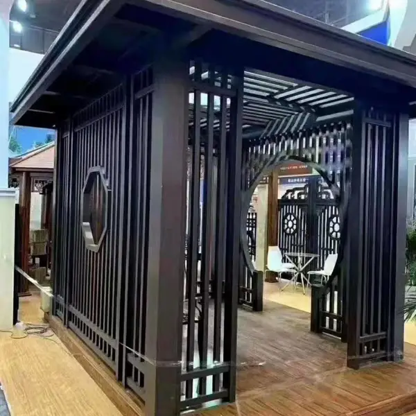 供应铝合金凉亭仿木纹葡萄架花园围墙护栏
