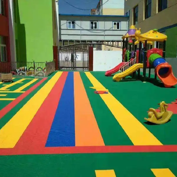 幼儿园弹性塑胶地面 防滑EPDM彩色塑胶地面 浩旗弹性地面胶