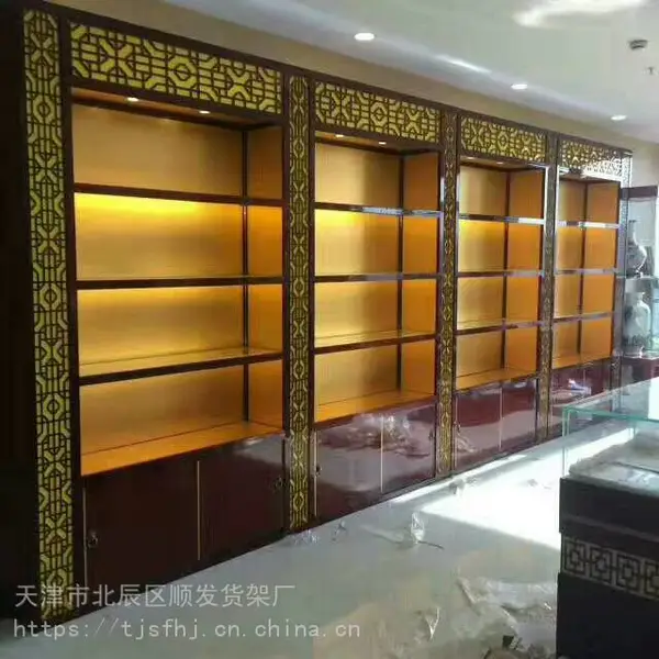 供应木质展柜烟酒展柜玻璃柜天津顺发木质货架厂