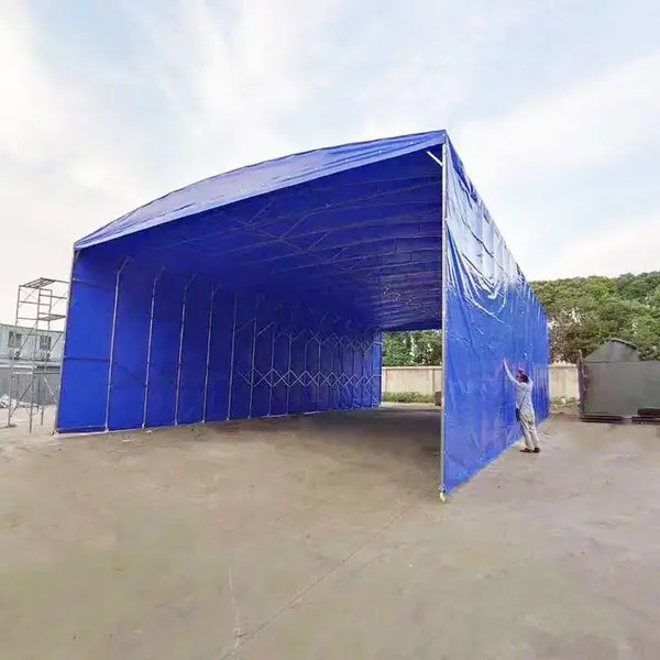 淮 安推拉活动雨棚 仓库伸缩帐篷 收缩篮球场膜结构雨蓬