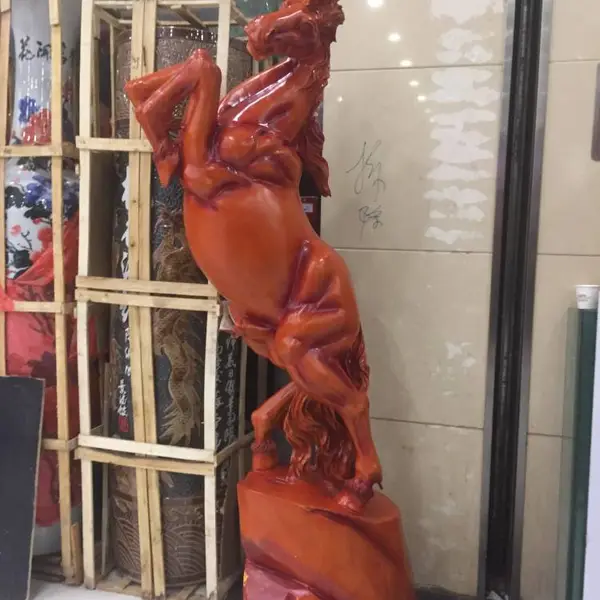 西安实木摆件 开业木雕马工艺品 两米高马到成功庆典落地大摆件
