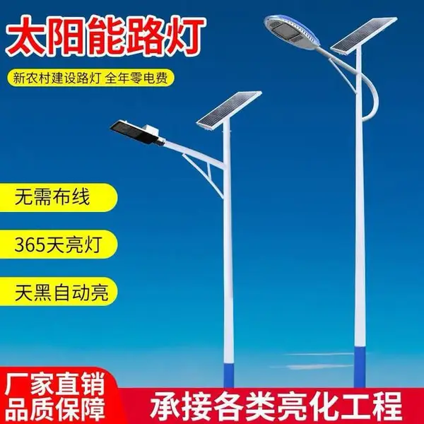 定制储控一体太阳能路灯/农村6米智慧分体式单双臂感应照明