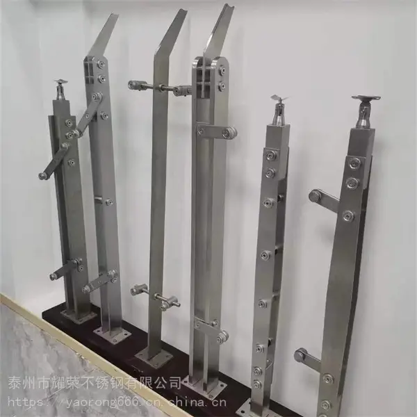 304不锈钢玻璃楼梯立柱方管201大刀片商场阳台户外工程护栏杆扶手