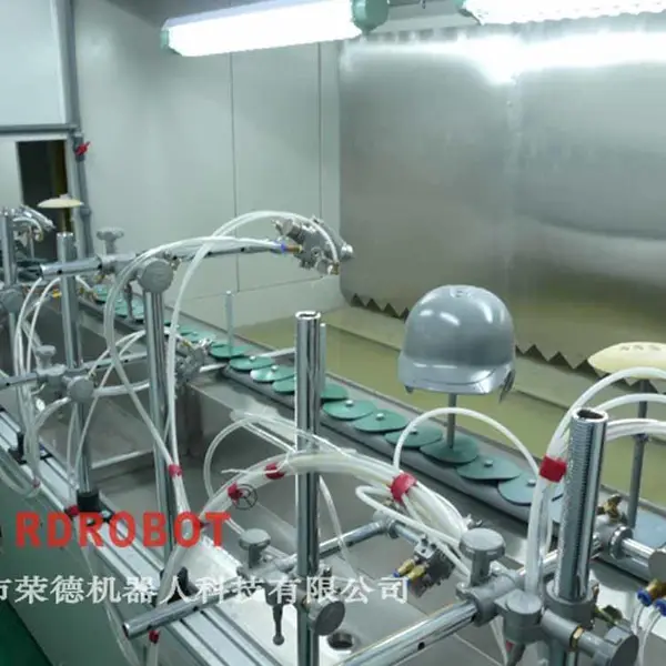安全头盔整套喷涂生产线 电动车头盔自动喷漆流水线-荣德机器人