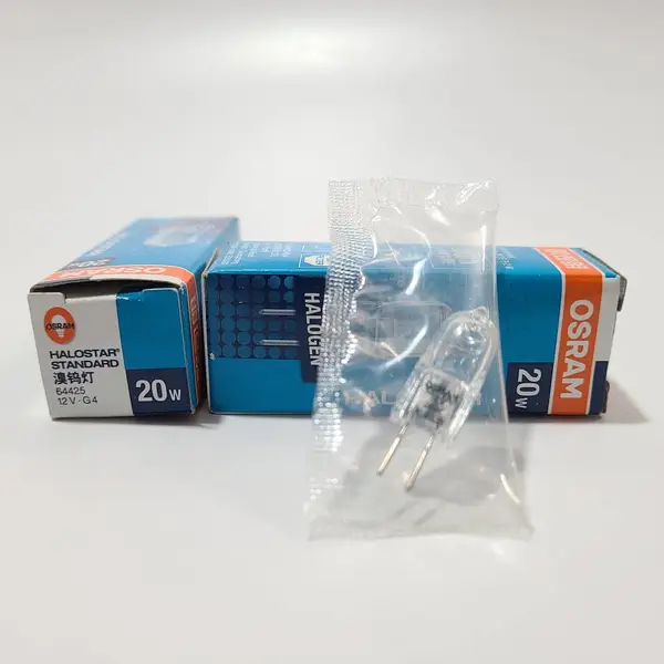 OSRAM欧司朗 卤素灯泡64425 12V20W溴钨灯G4 横丝光学仪器无影灯珠