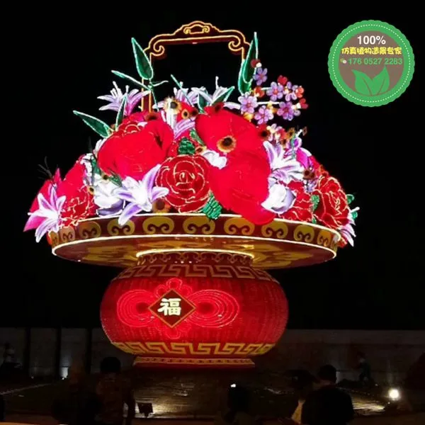 玻璃钢大型节庆花篮 玻璃钢节日花篮