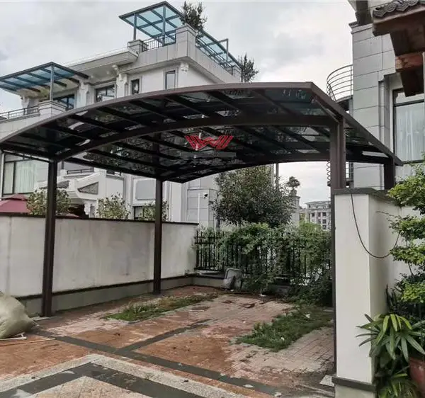 武清定制别墅铝合金停车棚 花园耐力板雨蓬 小区自行车停车棚 商场车库棚 推拉式停车棚停车棚厂家