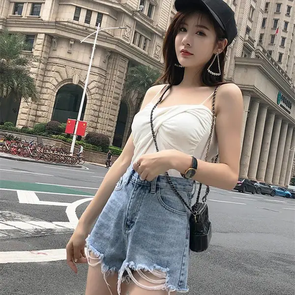 湖南湘西高腰休闲女短裤工厂货批发网货到付款潮品学生显瘦a字短裤大码