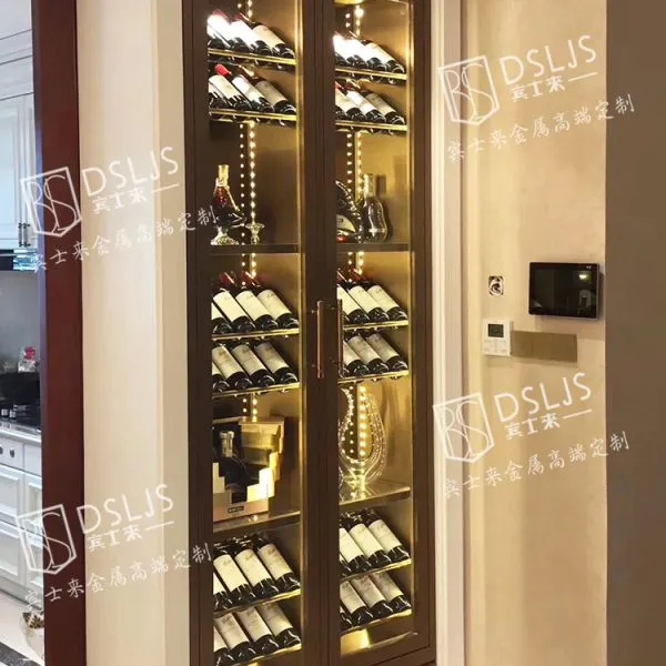 佛山市不锈钢酒柜 恒温红酒柜图纸 简约现代金属红酒柜酒架