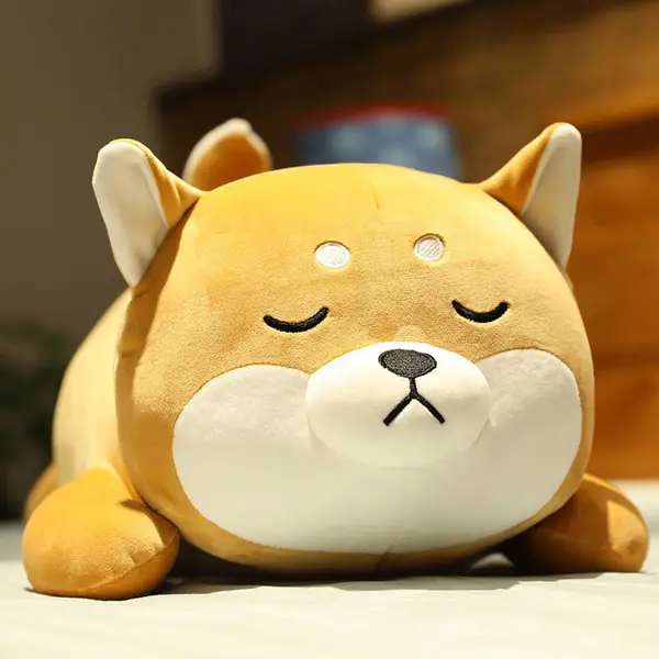 软体羽绒棉柴犬趴趴狗狗公仔玩偶可爱毛绒玩具卡通睡觉抱枕床上