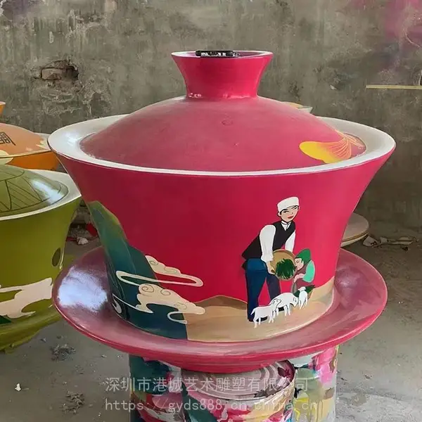 玻璃钢仿真茶杯雕塑 潮州彩绘水杯子模型玻璃钢雕塑