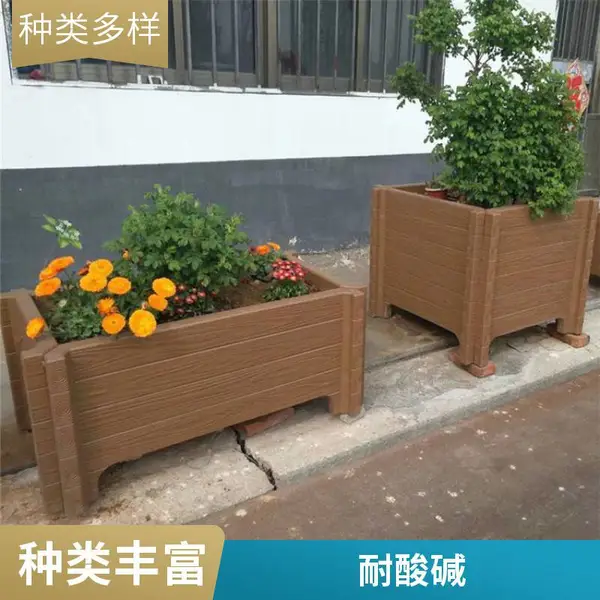 混凝土预制花箱 仿木装饰道路花盆 防水耐腐仿木纹户外绿化景观花钵
