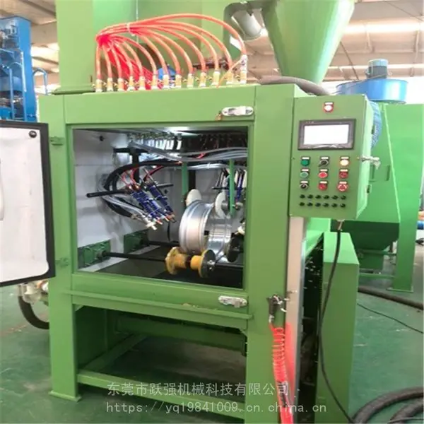 环保达标铝合金轮毂自动喷砂机_铝合金轮毂喷砂机定制厂家_摩托车轮毂喷砂机