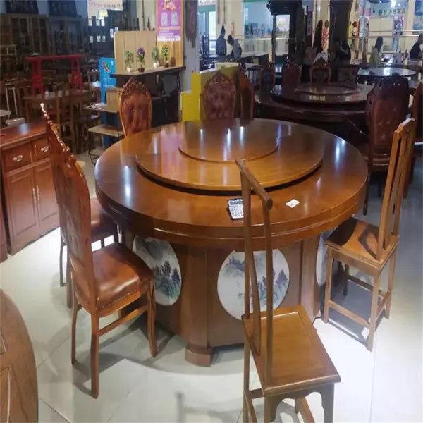 供应流行电动餐桌品牌实木岩板电动餐桌批发酒店家具大全