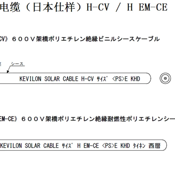 太阳光发电用 日本KHD电线 H-CV / H EM-CE 太阳能电缆 !!!