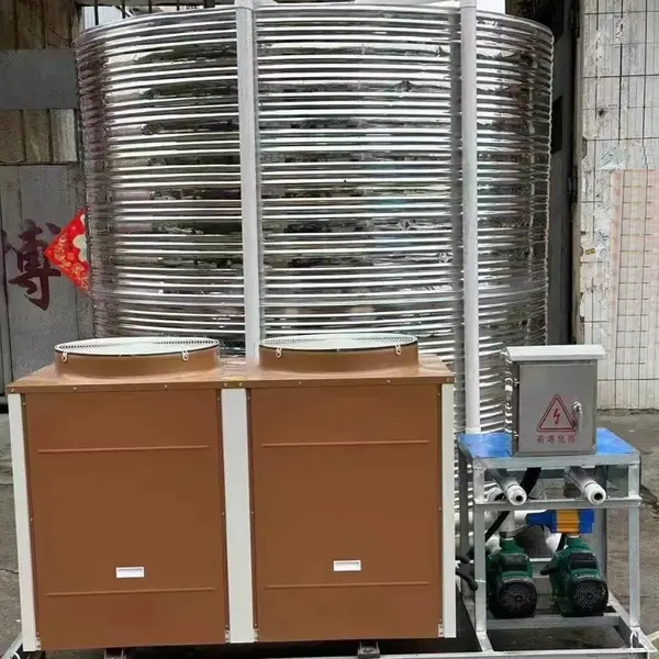 5匹匠奥空气能撬装热水一体机自带5吨不锈钢保温水箱方便即用即装