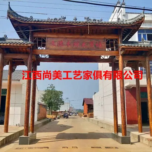 实木门楼防腐木樟子松古建门楼牌坊仿古牌坊新农村牌坊工厂门头