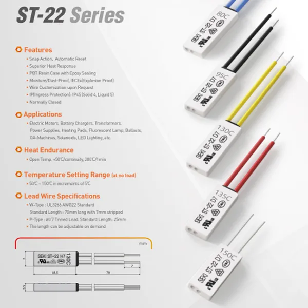 SEKI ST-22 温控器 热保护器