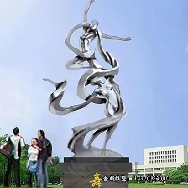 广场艺术写真人物雕塑 大型不锈钢几何抽象人物雕塑模型金越雕塑