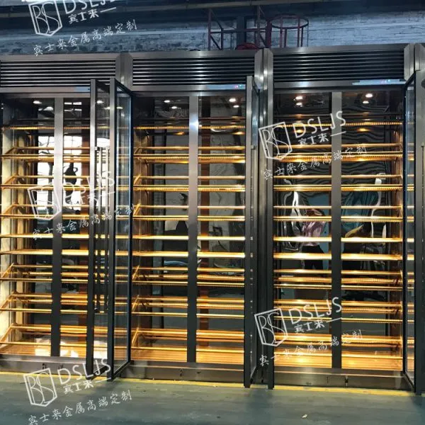 厂家直销定制欧式不锈钢恒温酒柜 酒店会所装饰红酒柜酒架