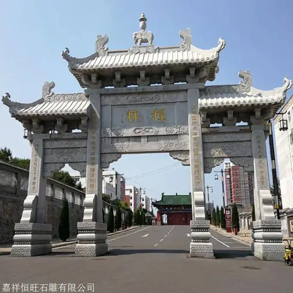 福建花岗岩龙柱石门楼雕刻 寺庙专用 坚固耐风化