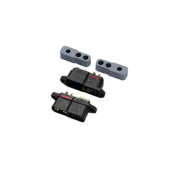QS8+8-S 法兰式防打火连接器 130A 电源信号一体 储能柜面板安装接头
