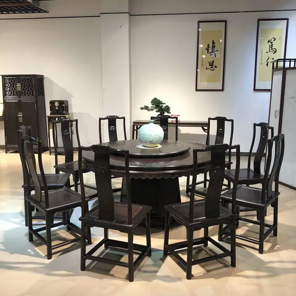 古典仿古家具 紫光檀红木成套餐桌椅定制加工 名琢世家厂