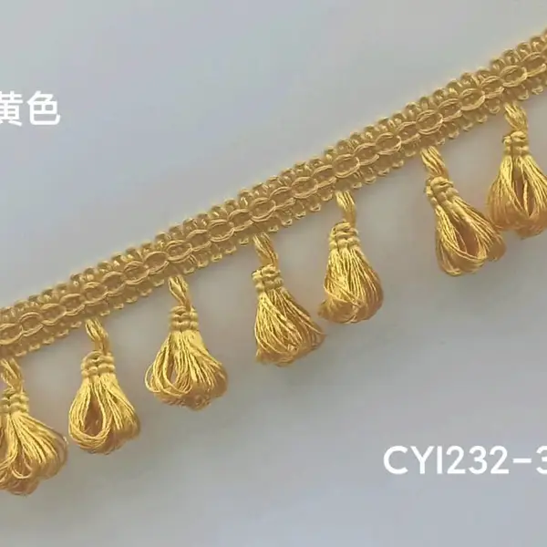 厂家供应纬编CYU232款吊穗流苏花边窗帘服装沙发抱枕家纺辅料