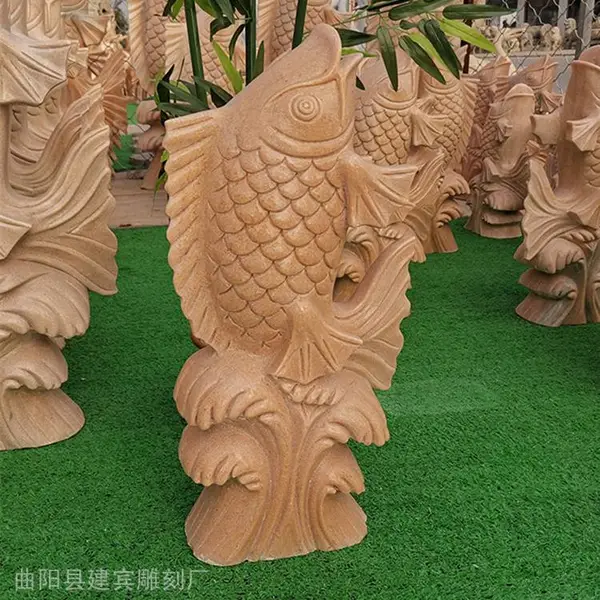 大理石石头鲤鱼石雕工厂供应喷吐水鱼石雕多图及价格