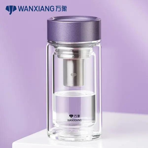 四川万象玻璃杯批发 V147L双层玻璃杯定制礼品