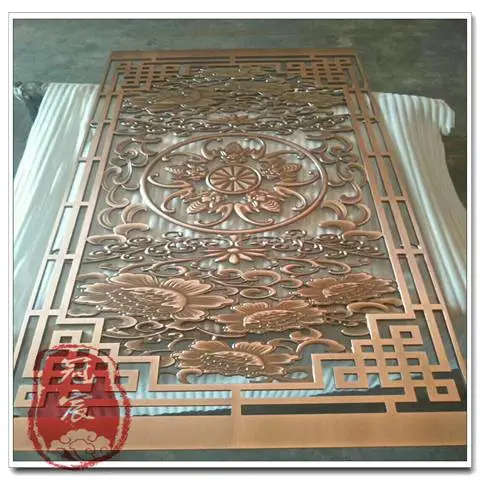 欧式铝合金屏风 铝花格 木纹屏风 隔断 铝板雕花饰品配件