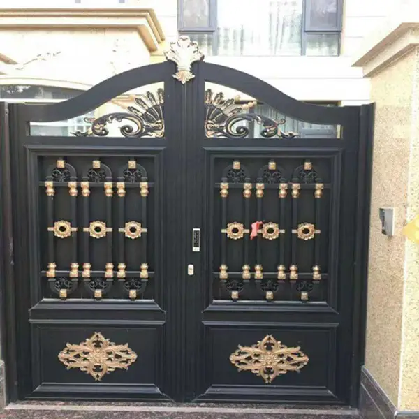 铝艺百叶防窥护栏 小区铝合金围墙栏杆 别墅欧式全铝大门双开大门 单扇门长城板小门