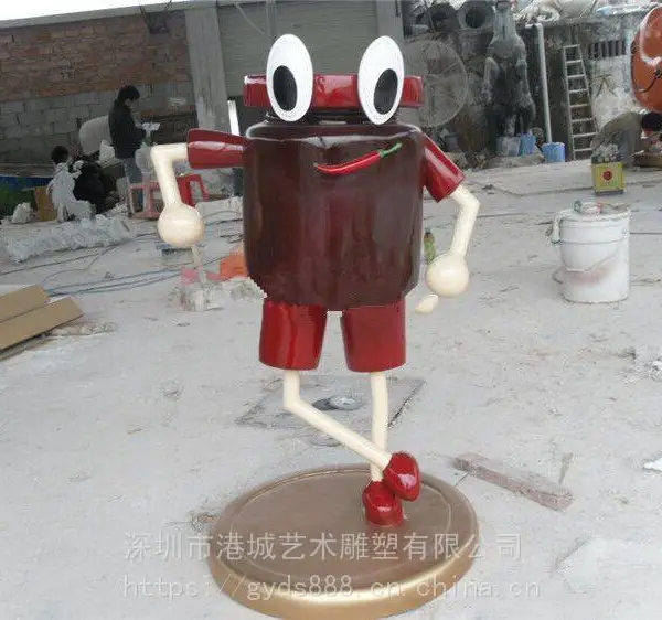 辣椒瓶卡通摆件 辣椒酱IP形象玻璃钢辣椒吉祥物玩偶雕塑