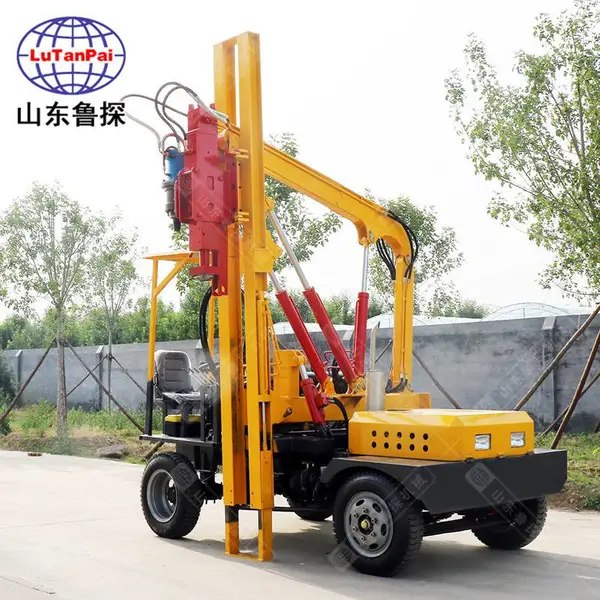 山东鲁探DZL型小四轮护栏打桩机液压全自动公路波形护栏压桩机