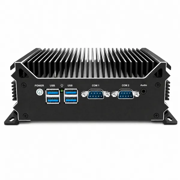 x86工业主机双网双串j4125工控机无风扇被动散热串口rs485直流12v