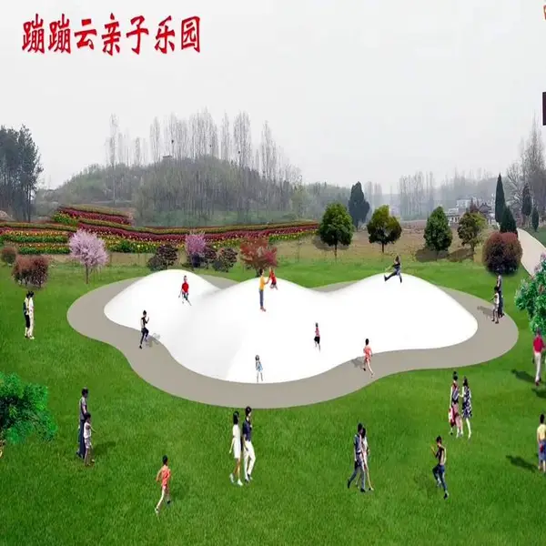 供应儿童PVDF材质充气跳跳云设备 团建亲子娱乐三球蹦蹦云