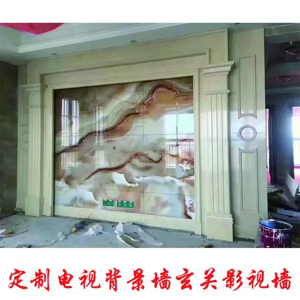 广东电视背景墙风景壁画瓷砖 玉石电视背景墙 玄关过道墙定制