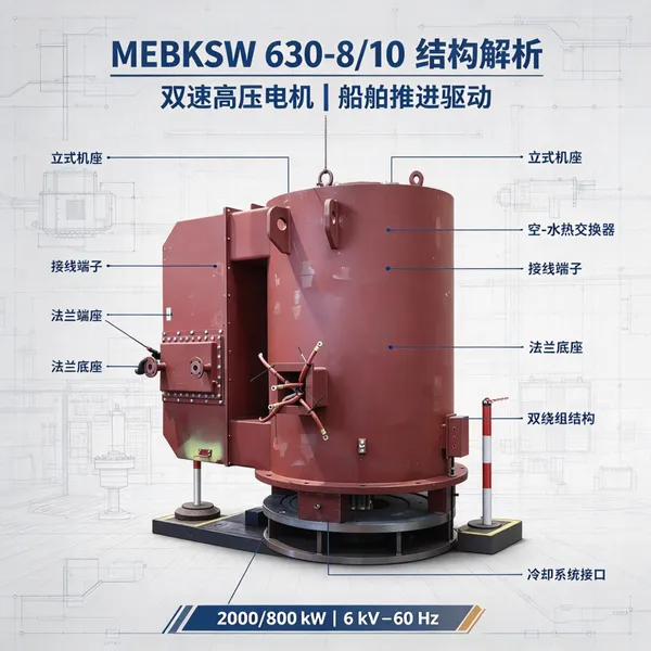 德国Menzel门泽尔 MEBKSW630-8/10双速电机 2000kW 6kV 船舶推进用